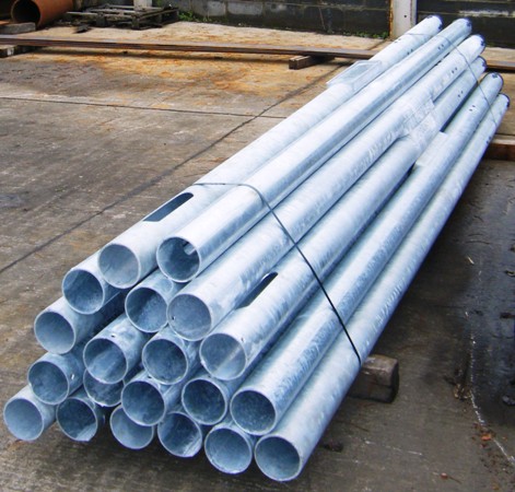 Public lighting columns prepared for installation
